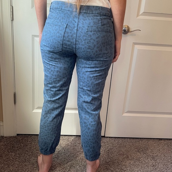 Sundry Leopard Print Cropped Jogger Pants in Dusty Blue - Picture 2 of 5